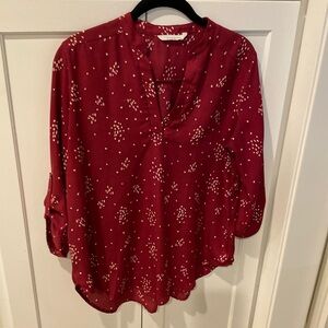 Lush 3/4 sleeve burgundy blouse size medium